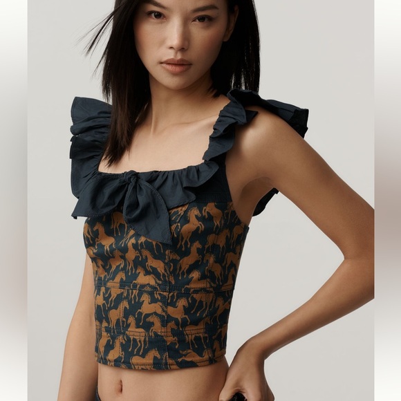 Maeve Tops - Maeve Flutter-Sleeve Crop Blouse